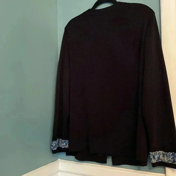 Misook woman 2X cardigan jacket - black with blue accents - button closure - Picture 5 of 8